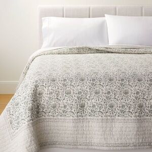 Full/Queen Decorative Border Cotton Slub Quilt Light Teal Green Studio McGee
